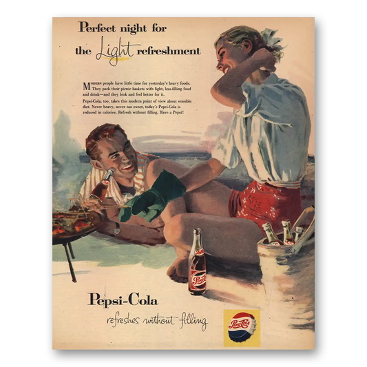 1957 Pepsi Perfect Night Vintage Magazine Print Ad