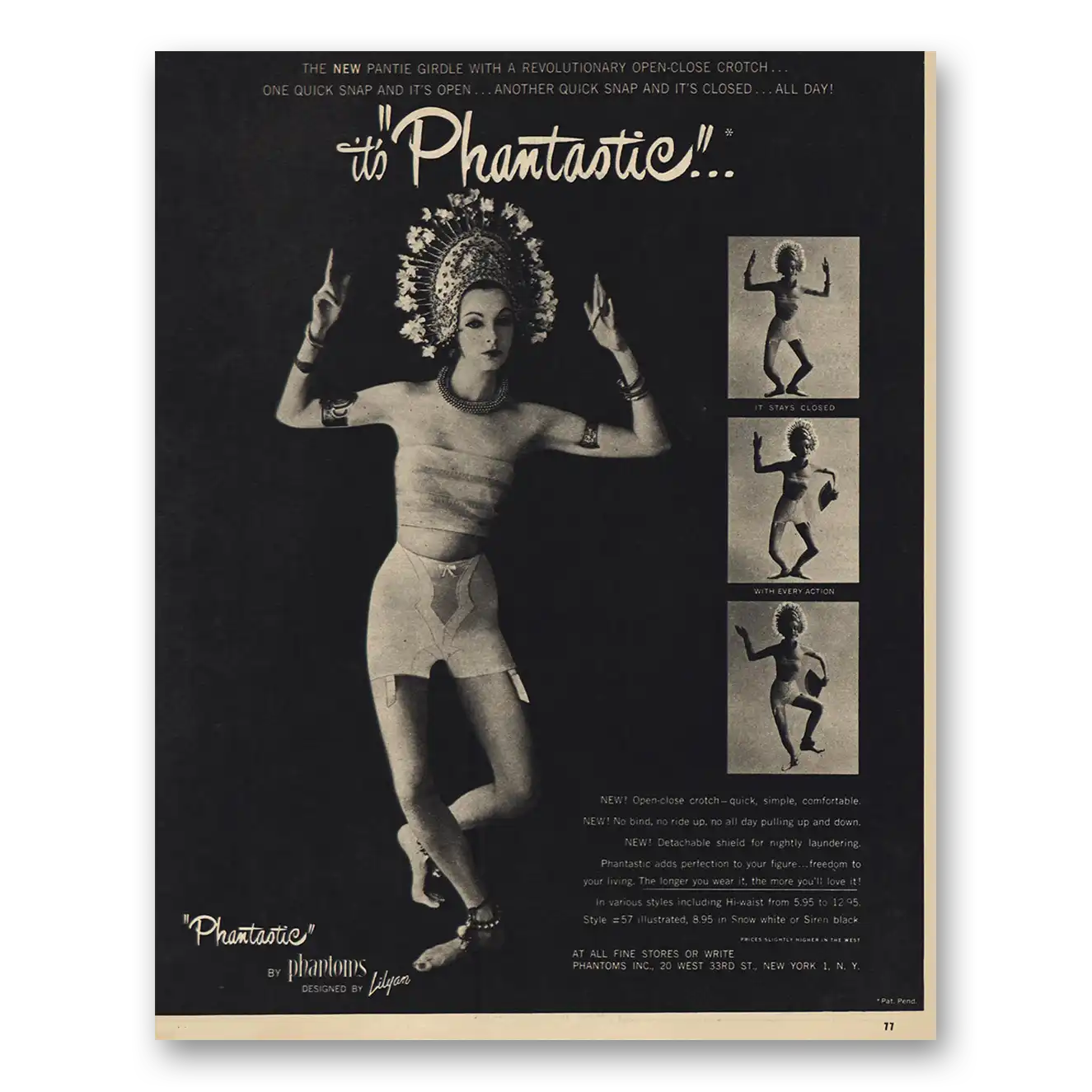 1957 Phantastic Phantoms Pantie Girdle Vintage Magazine Print Ad