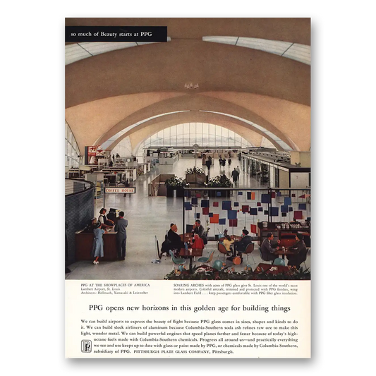 1957 PPG Pittsburgh Plate Glass Lambert Airport St Louis Vintage Magazine Print Ad