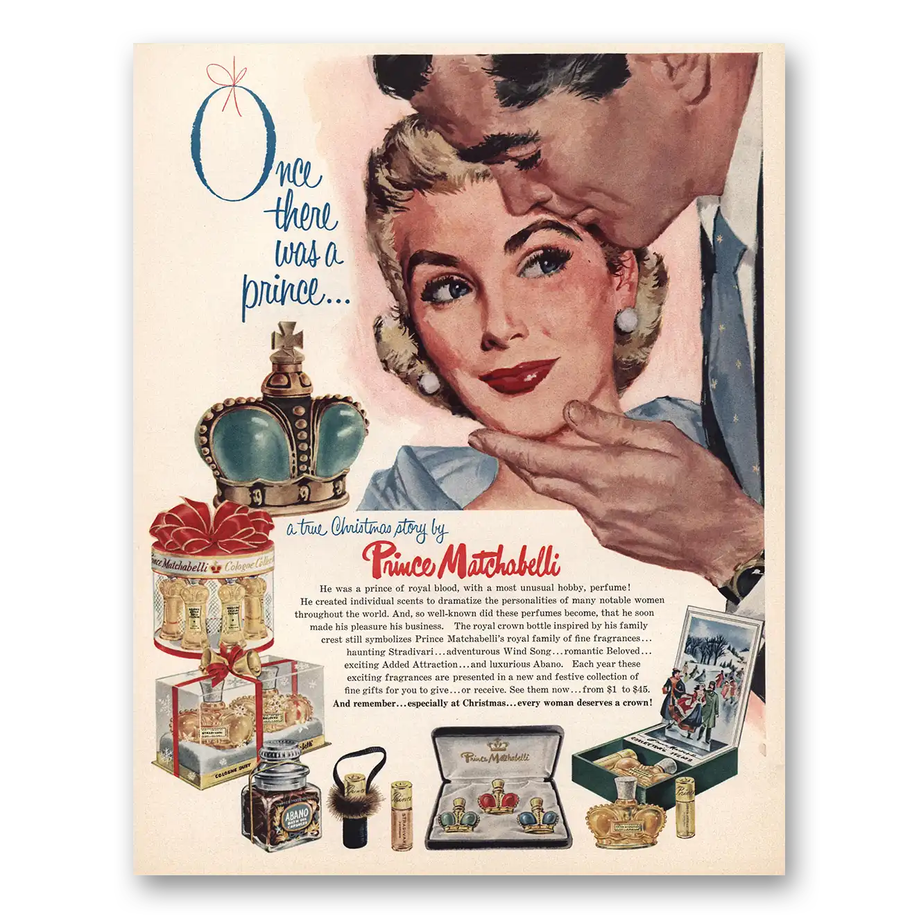 1957 Prince Matchabelli Once There Was a Prince Vintage Magazine Print Ad