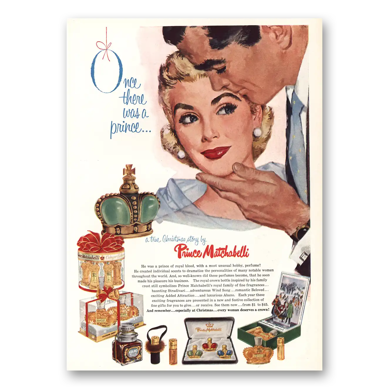 1957 Prince Matchabelli Perfume Once There Was a Prince Vintage Magazine Print Ad