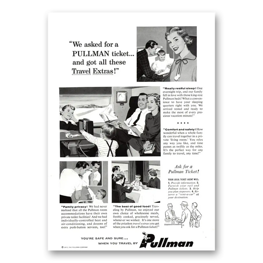 1957 Pullman We Asked for a Pullman Ticket Vintage Magazine Print Ad