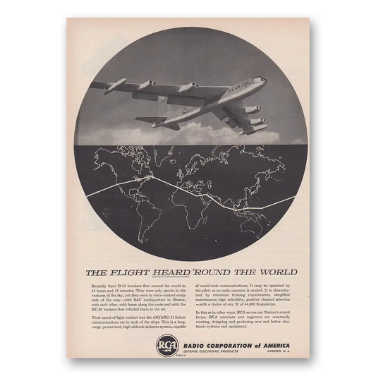 1957 RCA Radios Flight Heard Around the World Vintage Magazine Print Ad