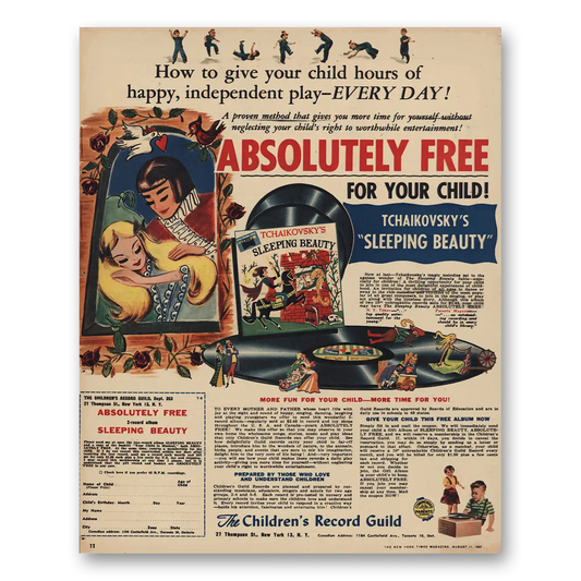 1957 Childrens Record Guild Happy Independent Play Vintage Magazine Print Ad