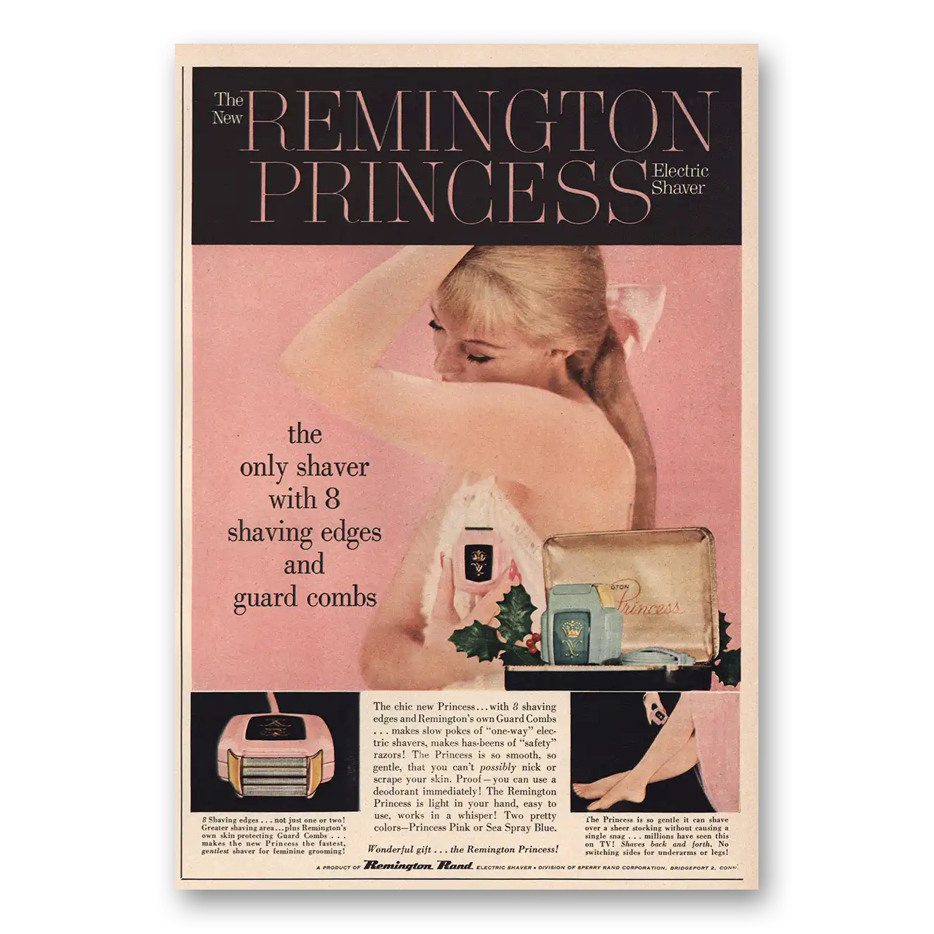 1957 Remington Princess Shaver Only Shaver With 8 Shaving Edges Vintage Magazine Print Ad