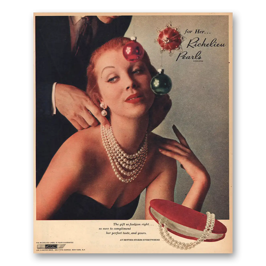 1956 Richelieu Pearls Gift So Fashion Right Vintage Magazine Print Ad