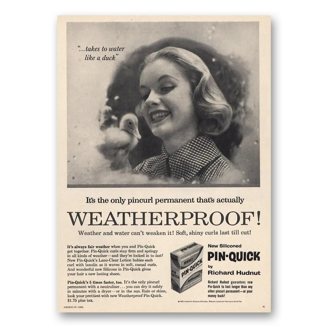 1957 Pin-Quick Permanent Weatherproof Vintage Magazine Print Ad