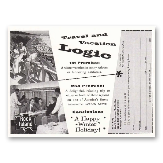 1957 Rock Island Lines Logic 1st Premise Vintage Magazine Print Ad