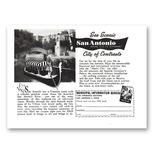 1957 San Antonio Texas City of Contrasts Vintage Magazine Print Ad