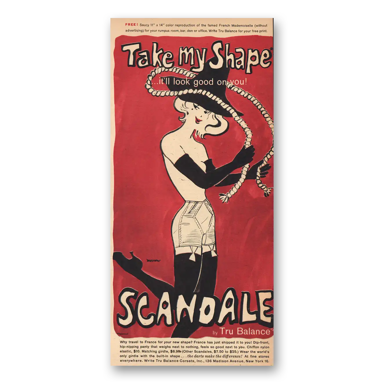 1957 Scandale Take My Shape Vintage Magazine Print Ad