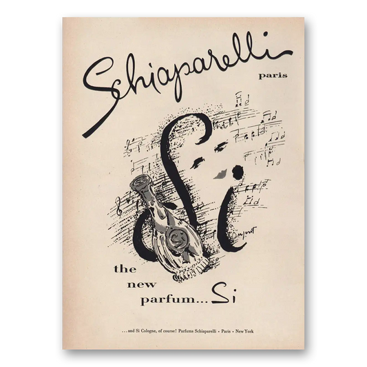 1957 Schiaparelli Perfume Paris New Parfum Si Vintage Magazine Print Ad