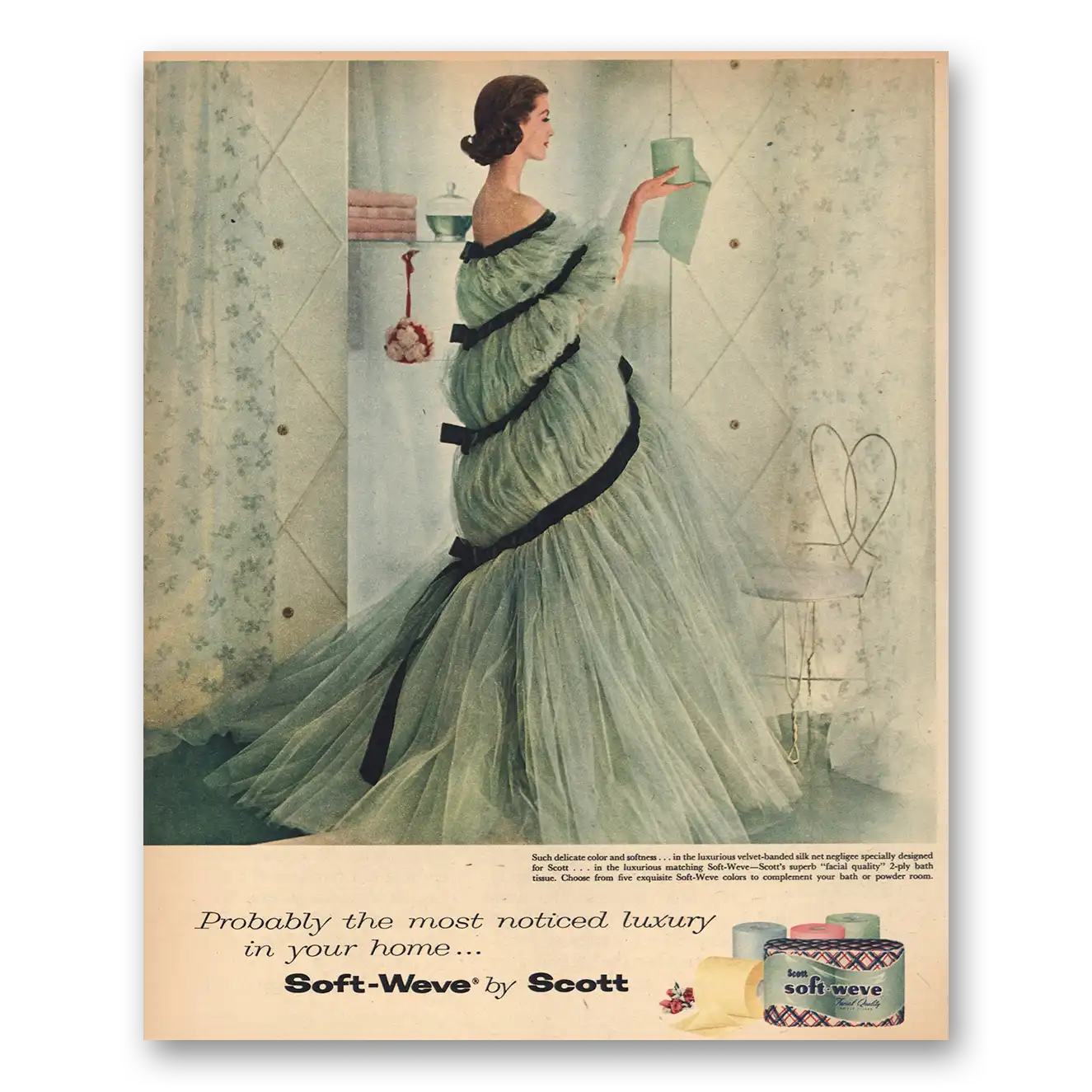 1957 Soft Weve Tissue Most Noticed Luxury In Your Home Vintage Magazine Print Ad