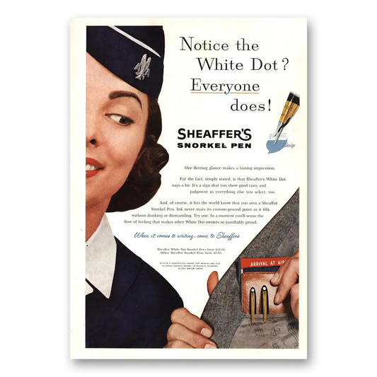 1957 Sheaffers Snorkel Pen Notice the White Dot Vintage Magazine Print Ad