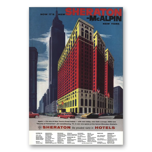 1957 Sheraton McAlpin Hotel New York Vintage Magazine Print Ad