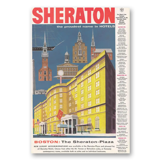 1957 Sheraton Plaza Hotel Boston Vintage Magazine Print Ad