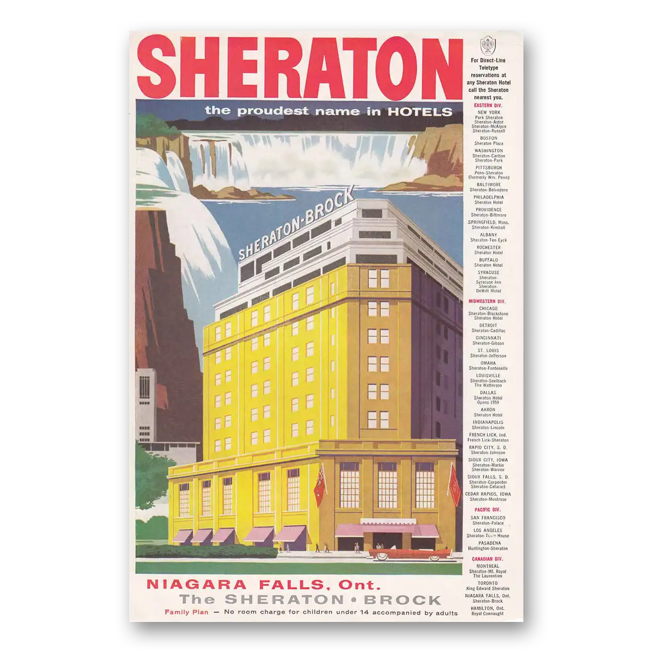 1957 Sheraton Brock Hotel Niagara Falls Vintage Magazine Print Ad