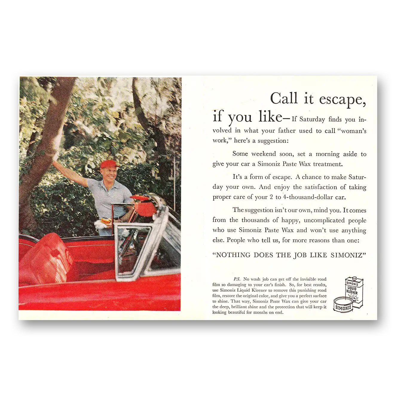 1957 Simoniz Car Wax Call It Escape If You Like Vintage Magazine Print Ad