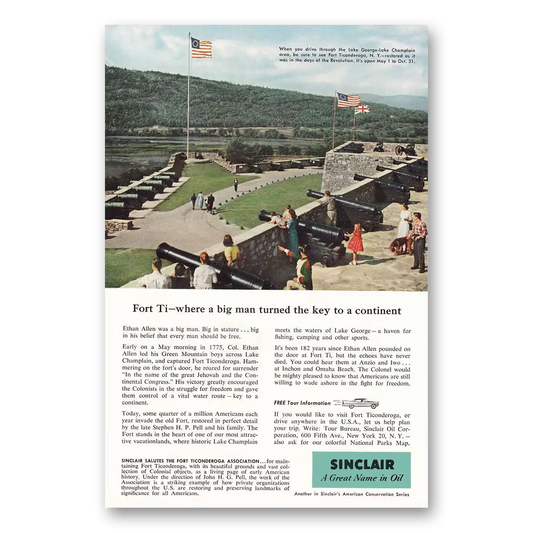 1957 Sinclair Fort Ticonderoga New York Vintage Magazine Print Ad