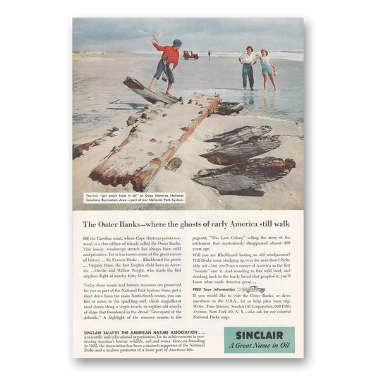 1957 Sinclair Cape Hatteras National Seashore Rec Vintage Magazine Print Ad