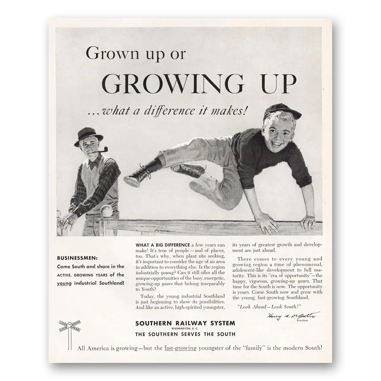 1957 Southern Railway Grown Up or Growing Up Vintage Magazine Print Ad