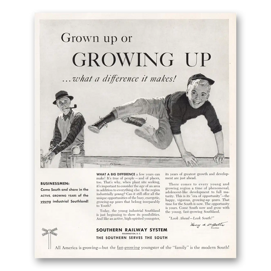 1957 Southern Railway Grown Up or Growing Up Vintage Magazine Print Ad