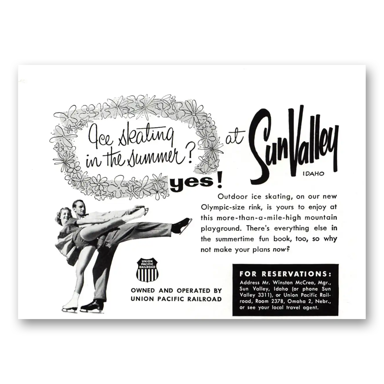 1957 Sun Valley Idaho Ice Skating Vintage Magazine Print Ad