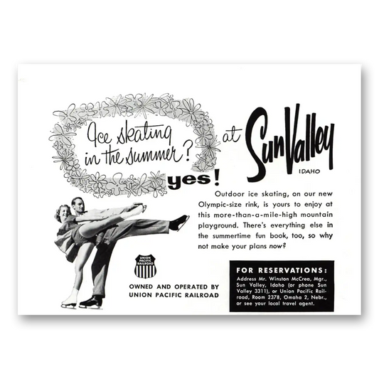 1957 Sun Valley Idaho Ice Skating Vintage Magazine Print Ad