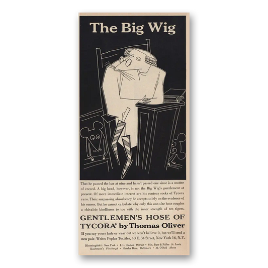 1957 Thomas Oliver Gentlemens Hose Big Wig Vintage Magazine Print Ad