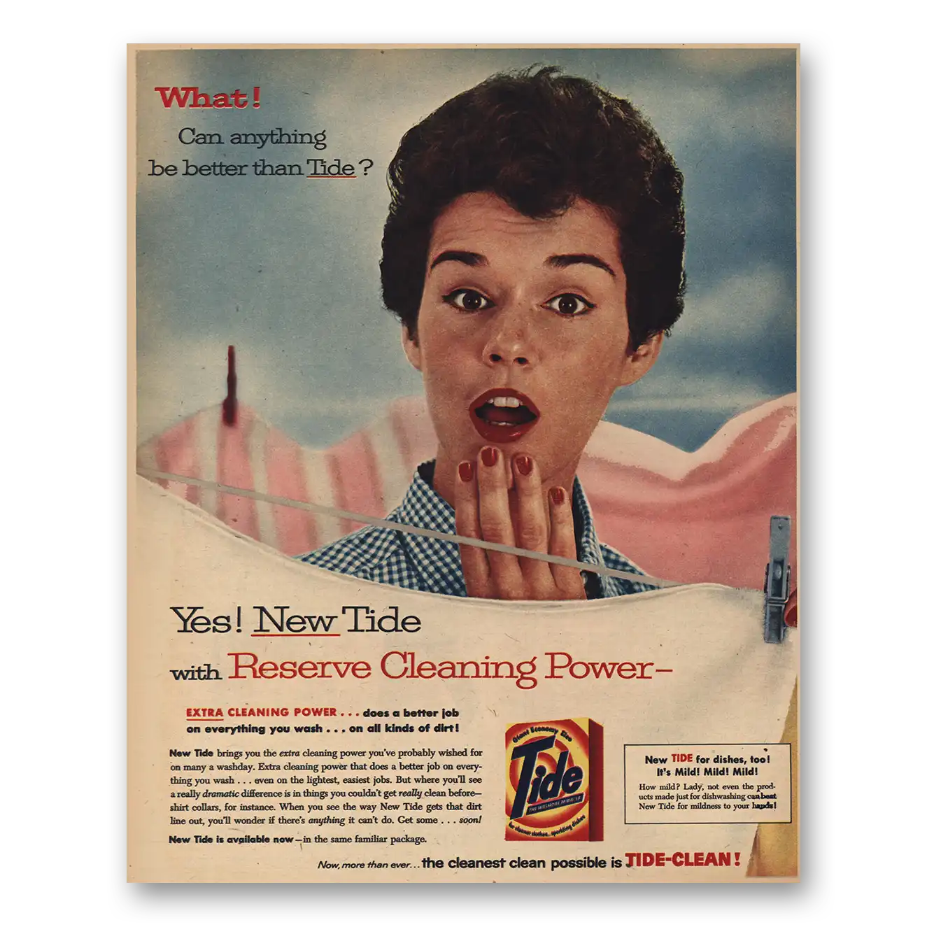 1957 Tide Detergent Can Anything Be Better Vintage Magazine Print Ad