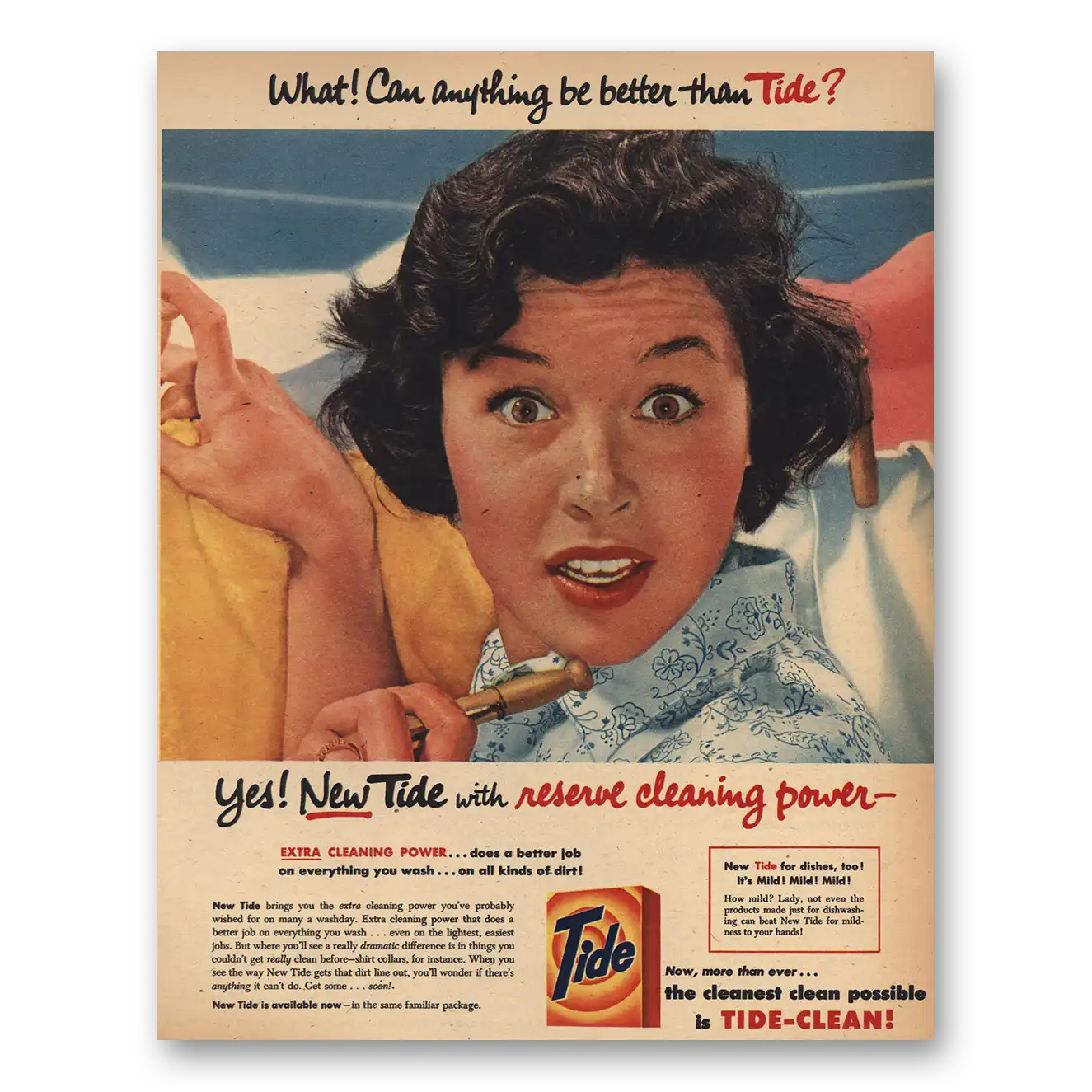 1957 Tide Detergent Can Anything Be Better Than Tide Vintage Magazine Print Ad