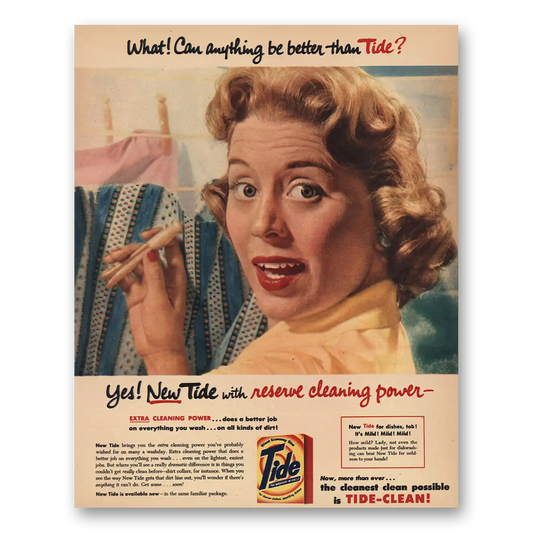 1957 Tide Detergent All Kinds of Dirt Vintage Magazine Print Ad