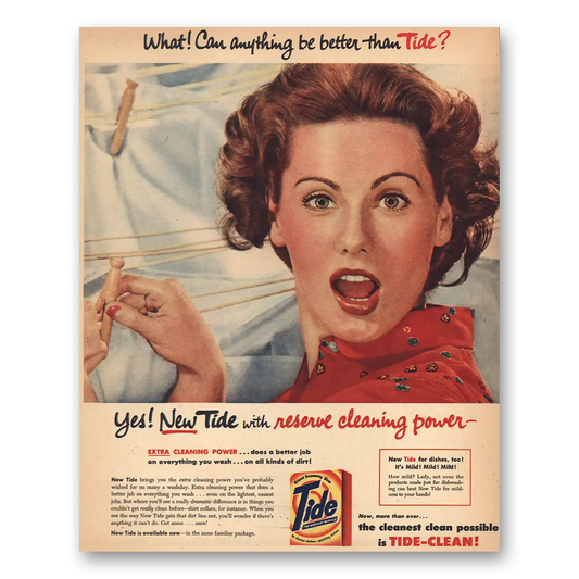 1957 Tide Detergent All Kinds of Dirt Vintage Magazine Print Ad