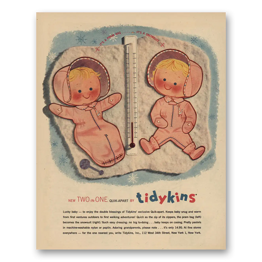 1957 Tidykins Two In One Quik Apart Vintage Magazine Print Ad