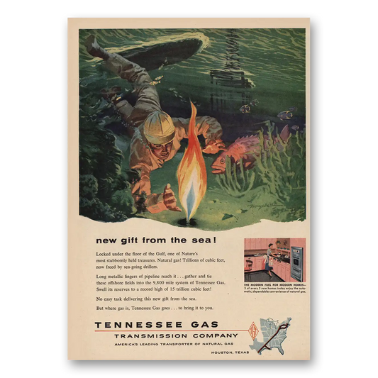 1957 Tennessee Gas New Gift From the Sea Vintage Magazine Print Ad