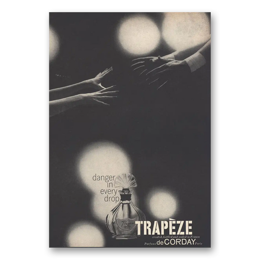 1959 Trapeze Parfume Danger In Every Drop Vintage Magazine Print Ad