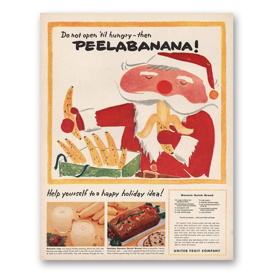 1957 Chiquita Banana Do Not Open Til Hunger Then Peel a Banana Vintage Magazine Print Ad