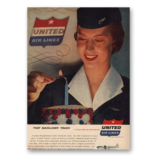 1957 United Airlines That Mainliner Touch Vintage Magazine Print Ad