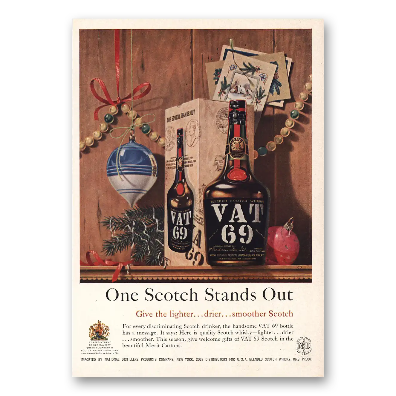 1957 VAT69 One Scotch Stands Out Vintage Magazine Print Ad