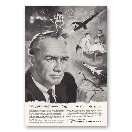 1957 Vought Aircraft Vought Engineer Vintage Magazine Print Ad