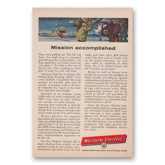 1957 Western Electric Mission Accomplished Vintage Magazine Print Ad