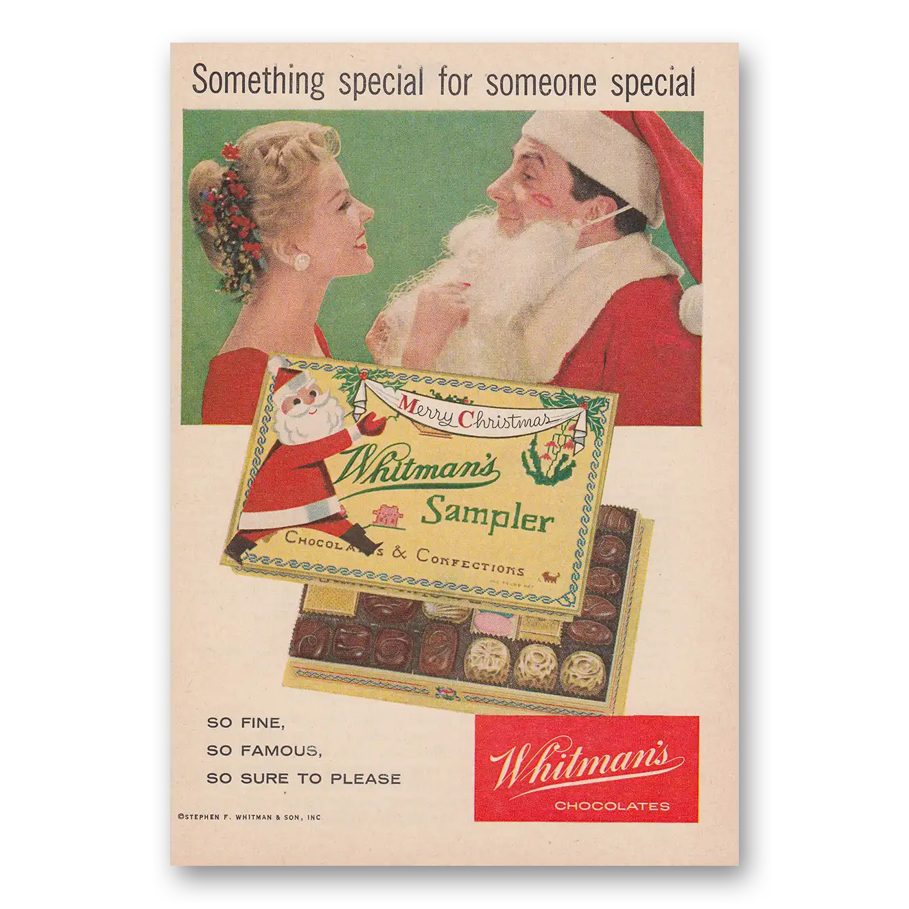 1957 Whitmans Chocolates Something Special for Someone Special Vintage Magazine Print Ad