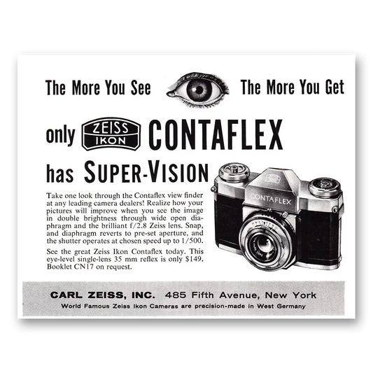 1957 Zeiss Ikon Contaflex Camera More You See the More You Get Vintage Magazine Print Ad