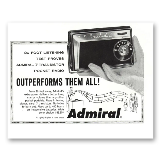 1958 Admiral Radio Outperforms Them All Vintage Magazine Print Ad