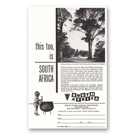 1958 South Africa Tzitzikama Forest Cape Town Vintage Magazine Print Ad