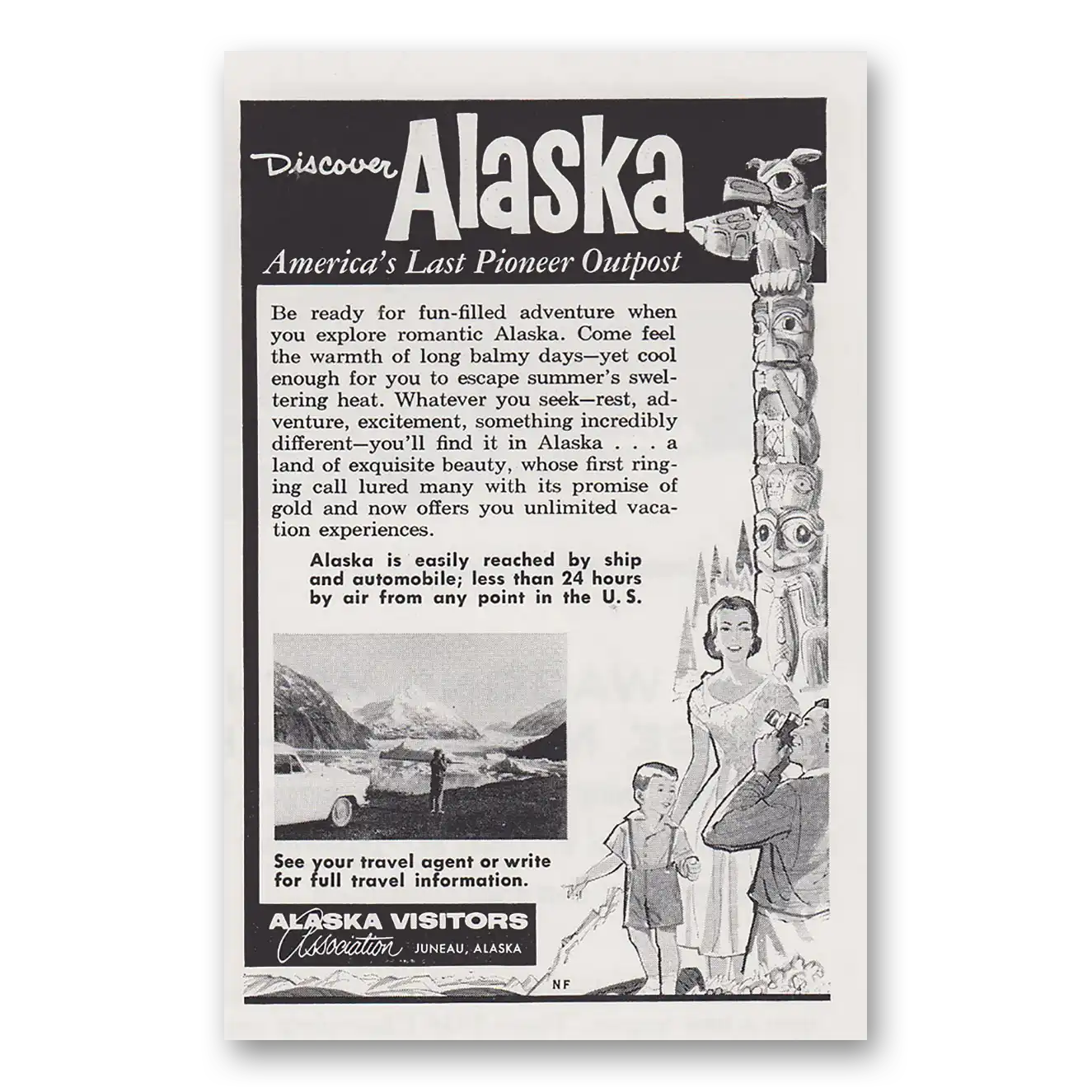 1958 Alaska Americas Last Pioneer Outpost Vintage Magazine Print Ad