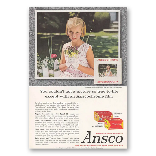 1958 Ansco Film Picture So True to Life Vintage Magazine Print Ad