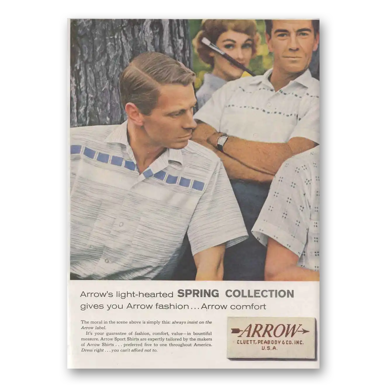 1958 Arrow Shirts Spring Collection Vintage Magazine Print Ad