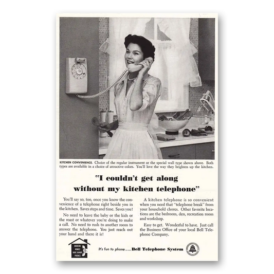 1958 Bell Telephone Kitchen Telephone Vintage Magazine Print Ad