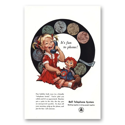 1958 Bell Telephone Fun Bubbles Both Ways Vintage Magazine Print Ad