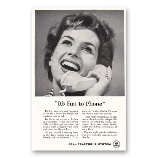 1958 Bell Telephone Fun to Phone Woman Vintage Magazine Print Ad